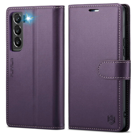 Wallet Case for Samsung Galaxy S22, RFID Blocking Credit Card Holder, PU Leather Folio Flip Kickstand Protective Shockproof Cover for Galaxy S22 (Purple)