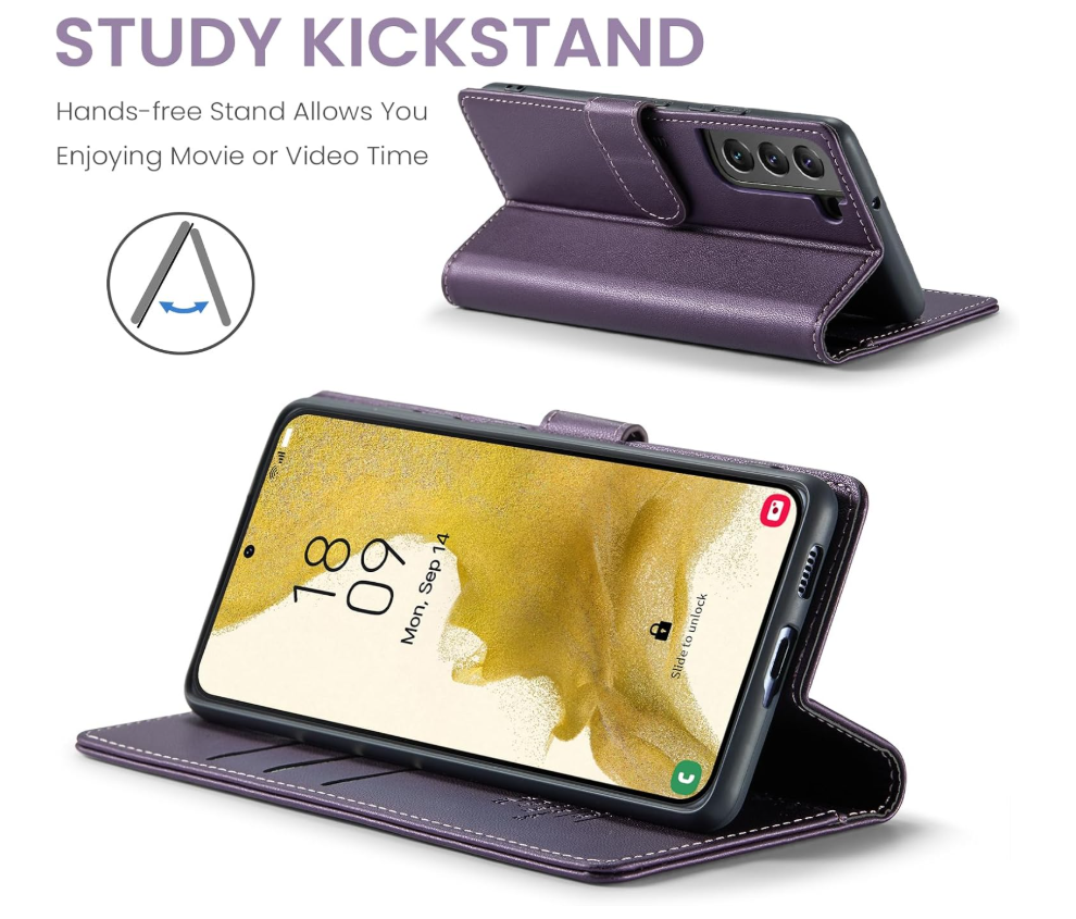 Wallet Case for Samsung Galaxy S22, RFID Blocking Credit Card Holder, PU Leather Folio Flip Kickstand Protective Shockproof Cover for Galaxy S22 (Purple)